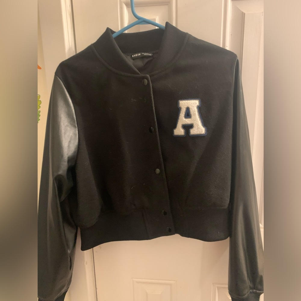 Crop Bomber Varsity Jacket Initial A